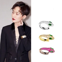 Chất Lượng Cao Nhiều Màu Sắc Pha Lê Zirconia Loài Rắn Bông Tai Phong Cách Punk Trắng/Đen Vàng Màu Sắc Nhỏ Đôi Khuyên Tai Vòng Trang Sức(China)