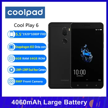 Coolpad Cool Play 6 4G Mobile Phone 4060mAh Octa-core 6GB+64GB 13MP+8MP 5.5" 1920*1080P FHD Fingerprint Smartphone
Coolpad Cool Play 6 4G Mobile Phone 4060mAh Octa-core 6GB+64GB 13MP+8MP 5.5" 1920*1080P FHD Fingerprint Smartphone
