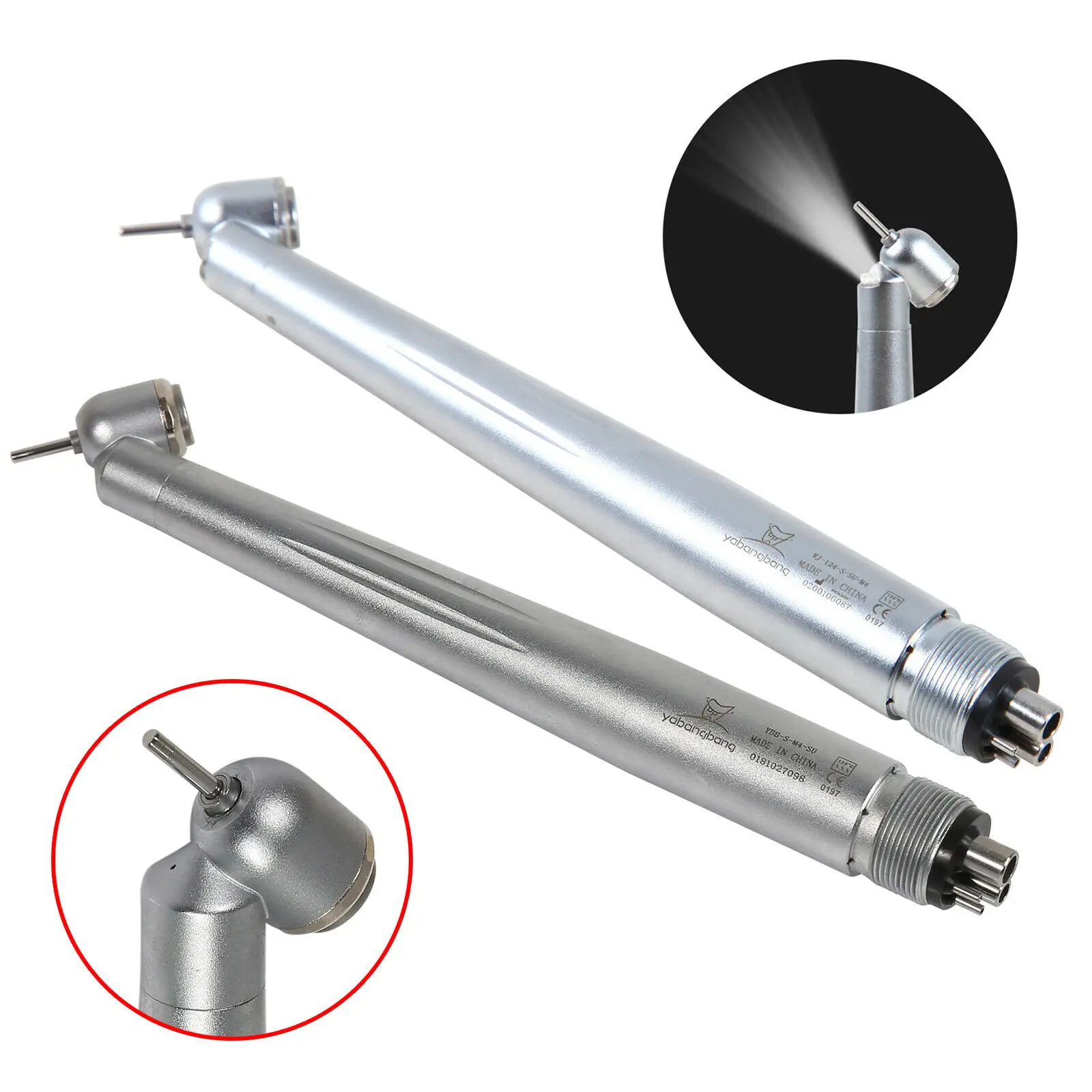 Dental 45 Degree Fiber Optic LED E-generator/High Speed Single Water Spray Turbine Push button Handpiece 4 Hole Fit NSK Pana Max
Dental 45 Degree Fiber Optic LED E-generator/High Speed Single Water Spray Turbine Push button Handpiece 4 Hole Fit NSK Pana Max