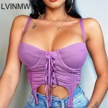 LVINMW Sexy Spaghetti Straps Back Zipper Strapless Lace Up Sleeveless Crop Top Woman Slim Skinny Pleated Camis Tops Streetwear
LVINMW Sexy Spaghetti Straps Back Zipper Strapless Lace Up Sleeveless Crop Top Woman Slim Skinny Pleated Camis Tops Streetwear