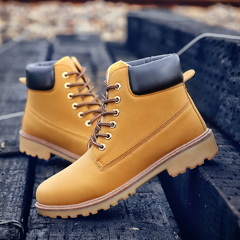 

Yellow Leather Ankle Boots Men Timber Men Casual Shoes 2020 land Motorcycle Boots Men Waterproof Bot Men Winter Shoes Big Size