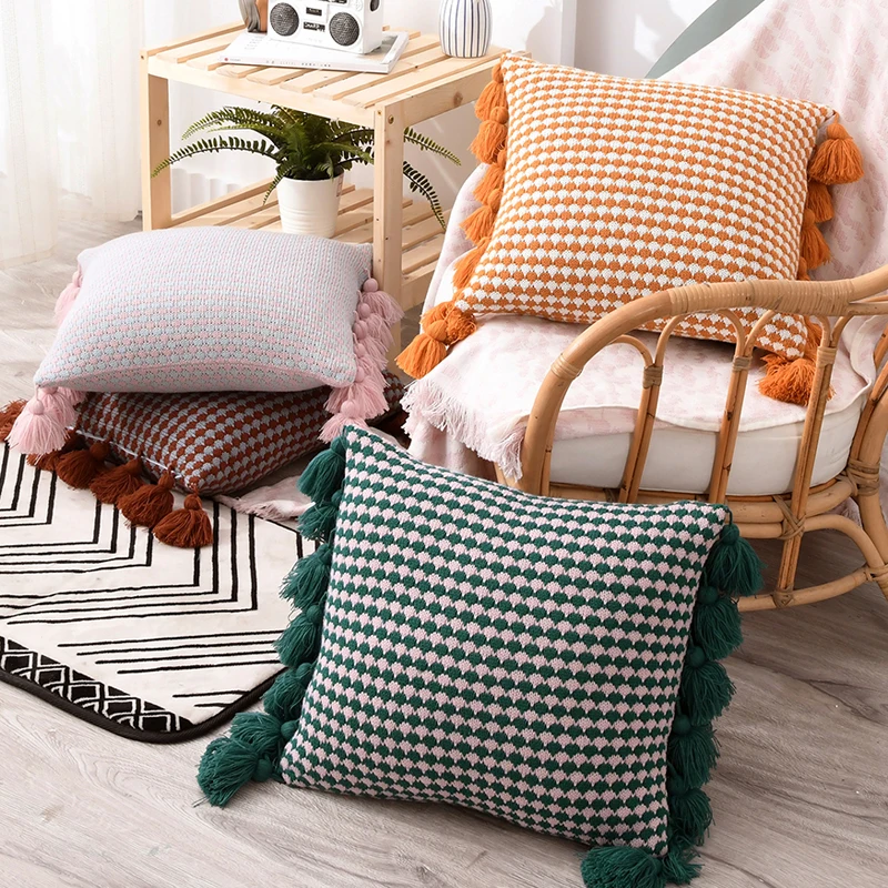 Plait Cushion Cover 45x45cm Yellow Pink Brown Pillow Cover Knit Tassels Home decoration Boho Style Pillow Case For sofa Bed
Plait Cushion Cover 45x45cm Yellow Pink Brown Pillow Cover Knit Tassels Home decoration Boho Style Pillow Case For sofa Bed