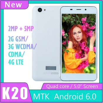 

Original K20 4G LTE FDD/3G WCDMA CellPhones Quad Core Android 6.0 Mobile Phones Camera 5.0" Unlocked MTK celulares Global versio