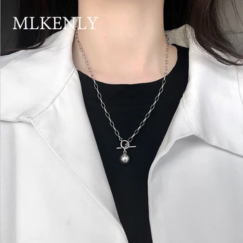 MLKENLY New 925 Sterling Silver Simple fashion ball pendant necklace winter sweater clavicle chain jewelry for girl 
MLKENLY New 925 Sterling Silver Simple fashion ball pendant necklace winter sweater clavicle chain jewelry for girl