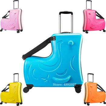 

Children Rolling Luggage Spinner Wheels Suitcase Kids Cabin Trolley Travel Bag Child Cute Baby Carry on Trunk Can Sit To Ride