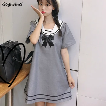 Short Sleeve Dress Summer Preppy Style Bow Sailor Collar Leisure Simple All-match Elegant Sweet Slim Elegant Students Kawaii New
Short Sleeve Dress Summer Preppy Style Bow Sailor Collar Leisure Simple All-match Elegant Sweet Slim Elegant Students Kawaii New