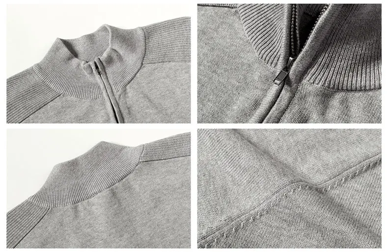 MuLS 2019 Cotton Sweater Men Pollovers Casual Knitted Sweaters Jacket Pullover Half Zipper Turtleneck Knitwear Polo-Collar Coat 05