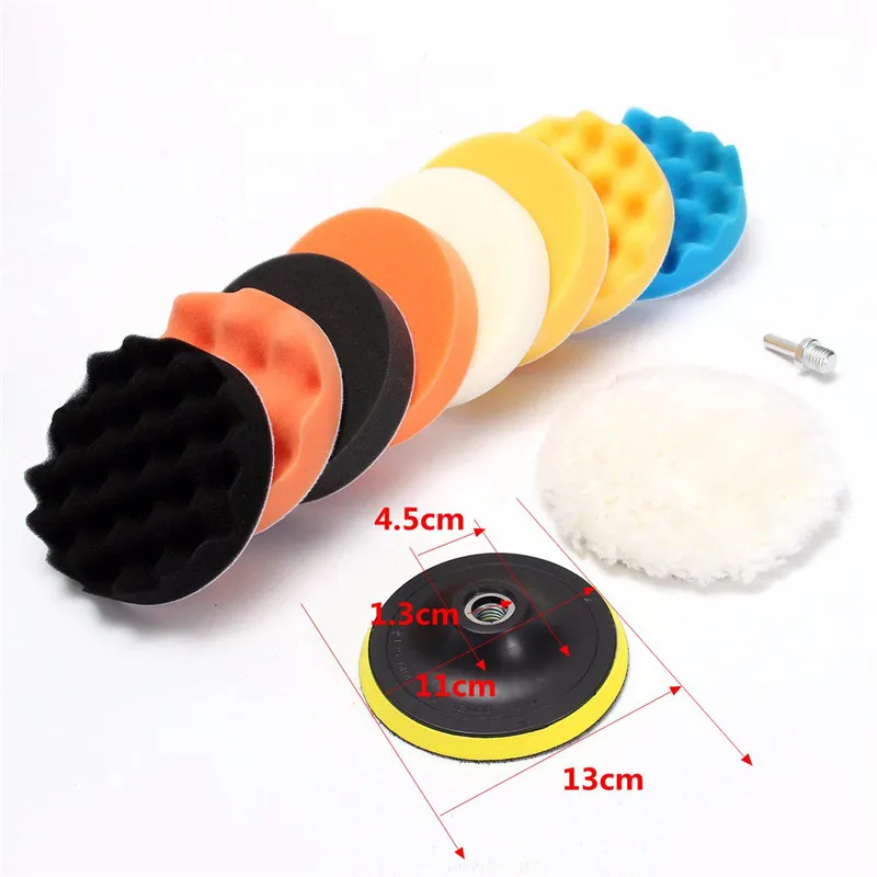 11pcs 5inch Car Polishing Pad Set Buffing Sponge Polish Auto Sponge Waxing Pads Drill Set Kit for Car Polisher Wheel Wax
11pcs 5inch Car Polishing Pad Set Buffing Sponge Polish Auto Sponge Waxing Pads Drill Set Kit for Car Polisher Wheel Wax