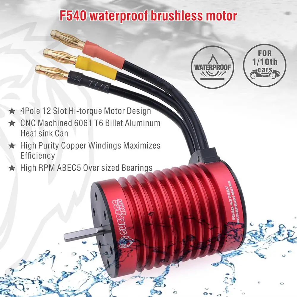 

Surpass Hobby Waterproof F540 Brushless Motor 3000KV 3300KV 3930KV 4370KV 45A ESC for 1/10 RTR RC Car Tamiya Axial Redcat HSP