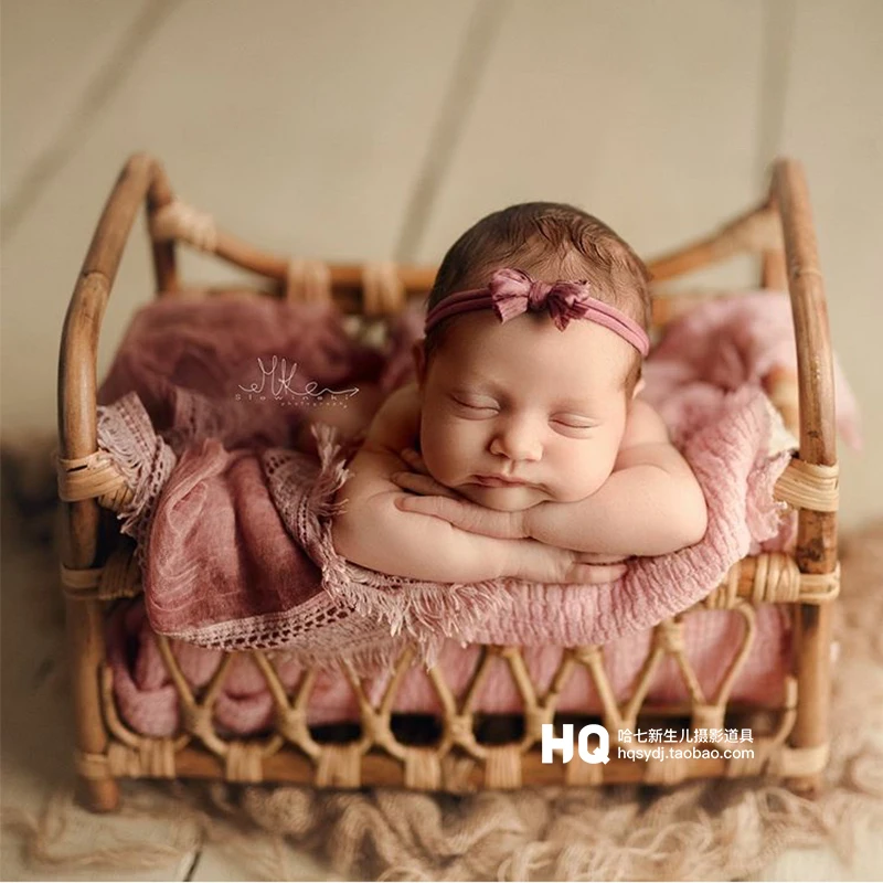 Реквизит для фотосъемки детской младенческой винтажной тканой корзины ресивер