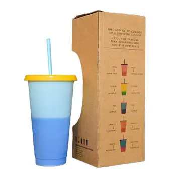 1pcs Reusable Plastic Water Bottle Temperature Color Changing Cold Cup 710ml Magic Tumbler Juice Coffee With Straws And Lid Set
1pcs Reusable Plastic Water Bottle Temperature Color Changing Cold Cup 710ml Magic Tumbler Juice Coffee With Straws And Lid Set