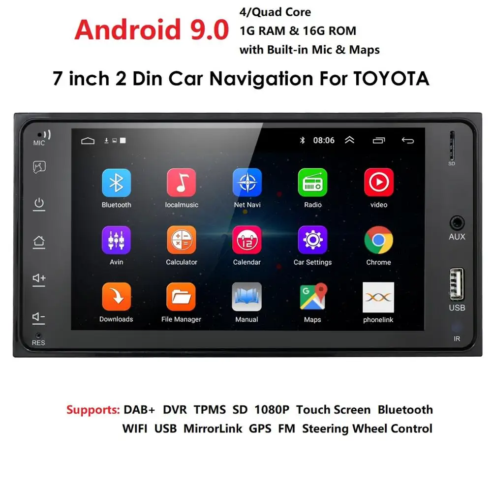 2 Din Android автомобильный GPS плеер для Toyota универсальный RAV4 COROLLA VIOS HILUX Terios Land Cruiser Tundra