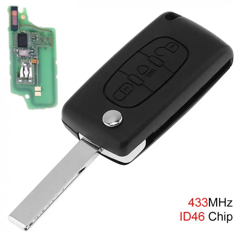 433MHz 3 Buttons Uncut Flip Remote Key Fob with Light Button ID46 Chip Fit for Citroen C3 C4 C5 Models 2005-2011
433MHz 3 Buttons Uncut Flip Remote Key Fob with Light Button ID46 Chip Fit for Citroen C3 C4 C5 Models 2005-2011