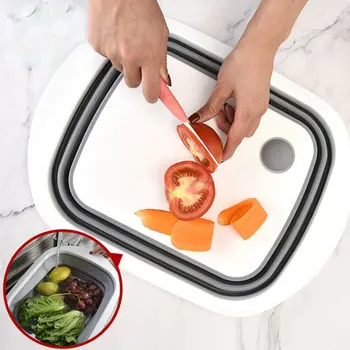 Foldable Cutting Board Chopping Blocks Tool Silicone Drain Cutting Board Basket Dish Tub With Draining Plug Fruit Washing Basket
Foldable Cutting Board Chopping Blocks Tool Silicone Drain Cutting Board Basket Dish Tub With Draining Plug Fruit Washing Basket