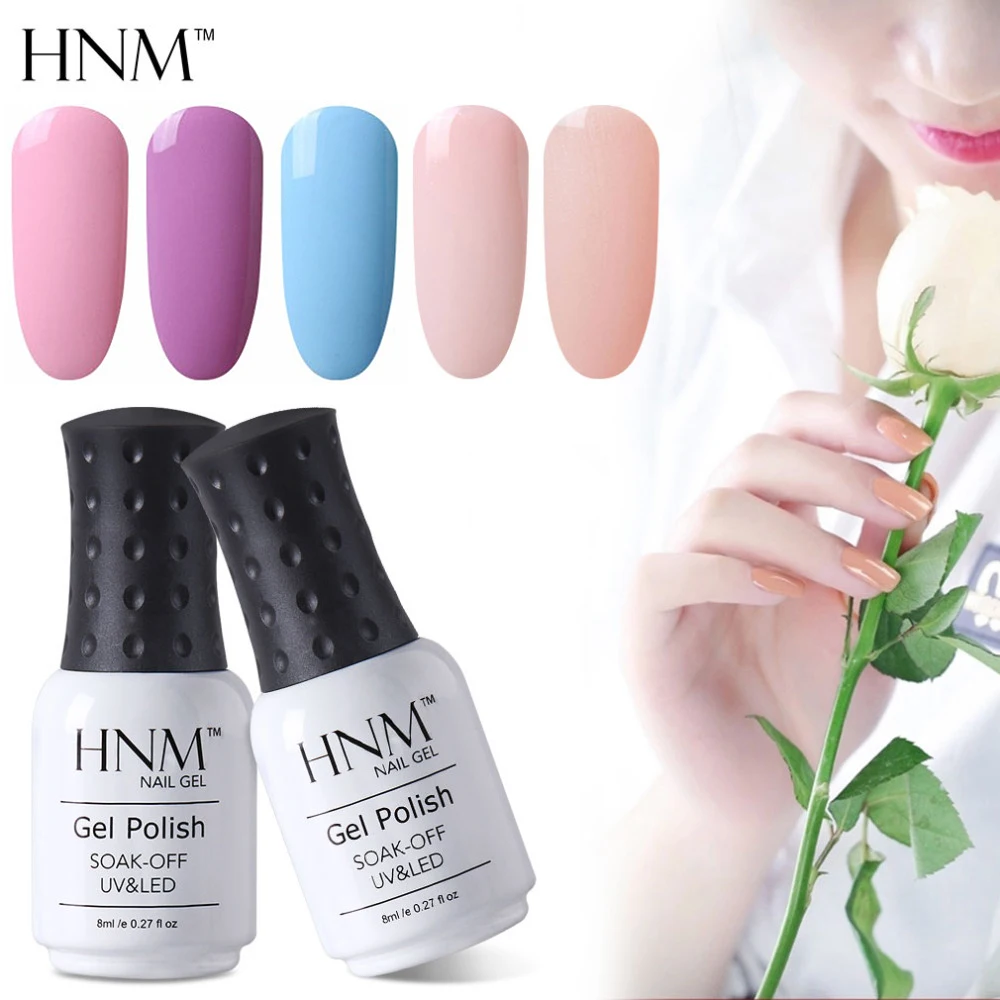 Гель лак HNM 8 мл УФ светодиодный Светлый Цветной для ногтей штамповка телесного