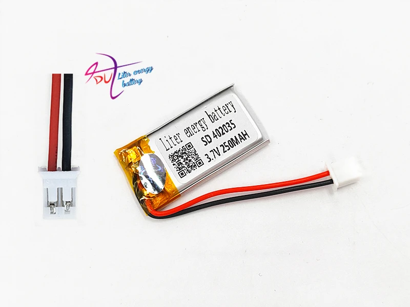3.7V 250mAh battery JST PH 2.0mm 2 pin 402035 Lithium Polymer LiPo Rechargeable For Handheld Navigator Mp3 GPS bluetooth watch
3.7V 250mAh battery JST PH 2.0mm 2 pin 402035 Lithium Polymer LiPo Rechargeable For Handheld Navigator Mp3 GPS bluetooth watch