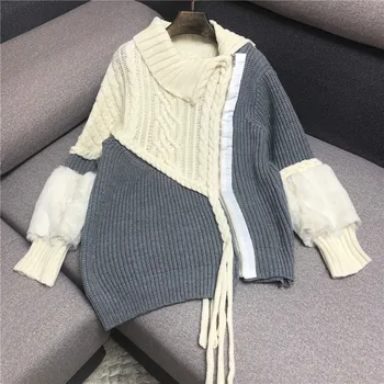 Tide Brand Irregular Sweater Women's Lapel Twist Sweater Loose-Fit Thick Sweaters Ladies Streetwear Knitwears Truien Dames
Tide Brand Irregular Sweater Women's Lapel Twist Sweater Loose-Fit Thick Sweaters Ladies Streetwear Knitwears Truien Dames