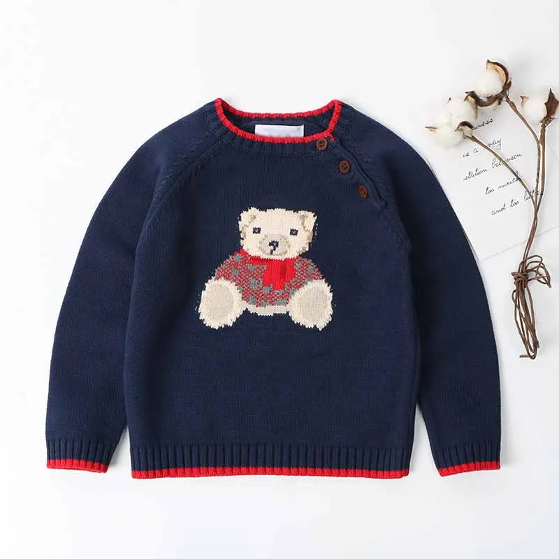 Фото Детский свитер с мультяшным медведем свитеры Kint для девочек и мальчиков