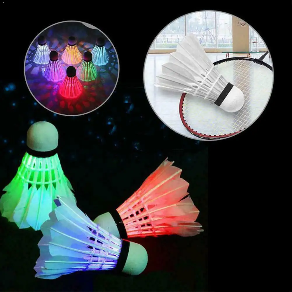 4Pcs Lighting Badminton Shuttlecock Dark Night Colorful Light Ball Cock Shuttle LED Spot Accessories Spo L1O5 | Спорт и развлечения