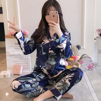 Two Piece Pajamas Set Women 2020 Autumn Thin Faux Silk Home Clothes Female Fashion Printed Satin Sleepwear Summer Homewear Suit
Two Piece Pajamas Set Women 2020 Autumn Thin Faux Silk Home Clothes Female Fashion Printed Satin Sleepwear Summer Homewear Suit