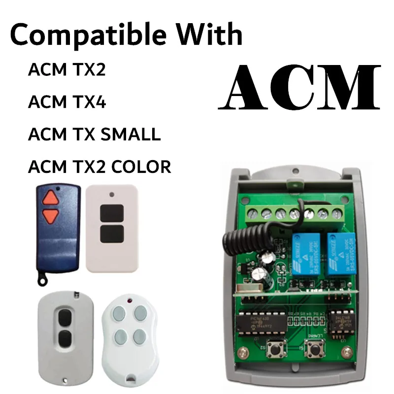 ACM remote control 433mhz receiver garage control key fob ACM TX2 TX4 TX SMALL / TX2 COLOR compatible garage door command
ACM remote control 433mhz receiver garage control key fob ACM TX2 TX4 TX SMALL / TX2 COLOR compatible garage door command