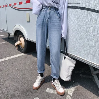 NORMOV 2019 Women Autumn Winter New Double Buttons Wide Leg Jeans High Waist Loose Streetwear Elastic Waist Pants Jeans 
NORMOV 2019 Women Autumn Winter New Double Buttons Wide Leg Jeans High Waist Loose Streetwear Elastic Waist Pants Jeans