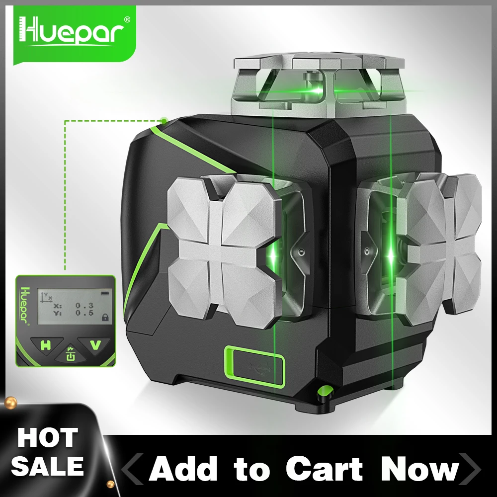 Самонивелирующийся лазерный 3D уровень Huepar 360 ° 12 линий с Bluetooth | Инструменты