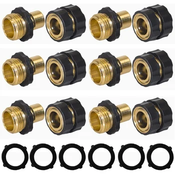 Garden Hose Quick Connector, 3/4 Inch Male and Female Garden Hose Fitting Quick Connector, 6 Set
Garden Hose Quick Connector, 3/4 Inch Male and Female Garden Hose Fitting Quick Connector, 6 Set