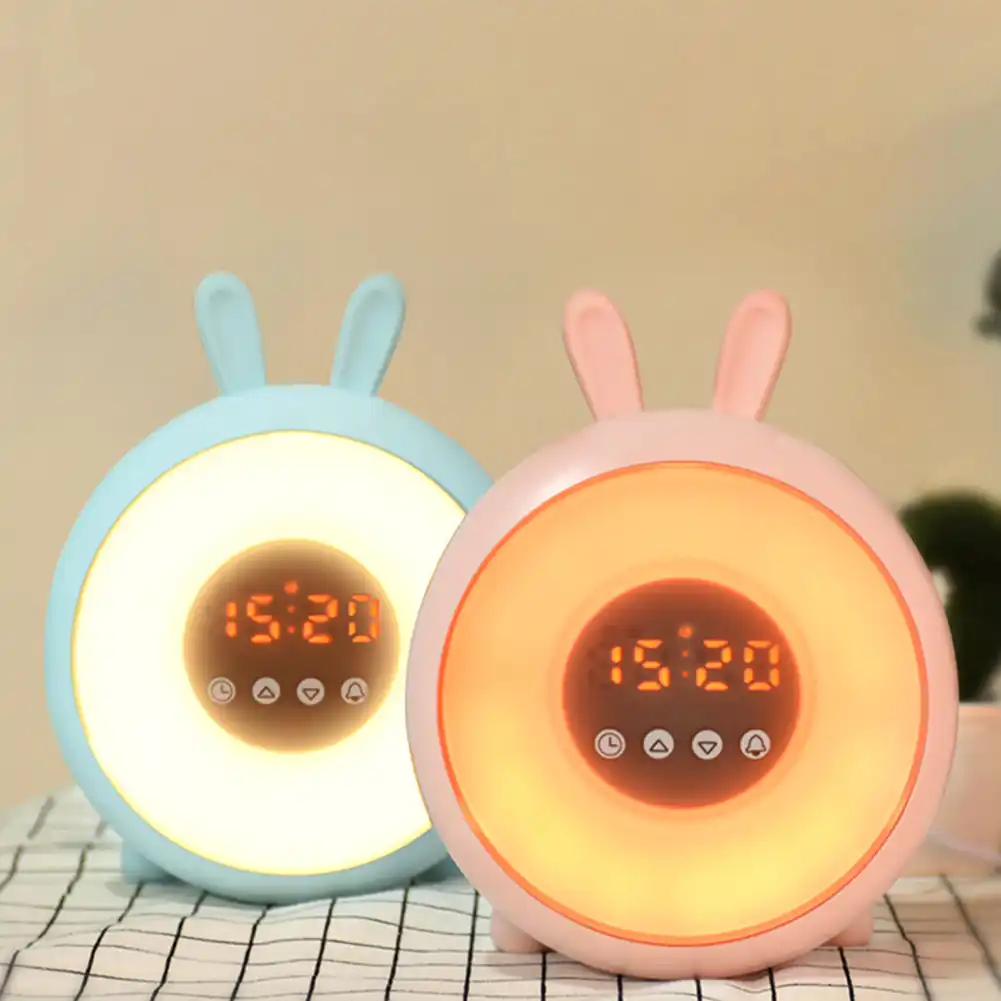 alarm clock snooze gift colorful led cartoon bedside sunrise