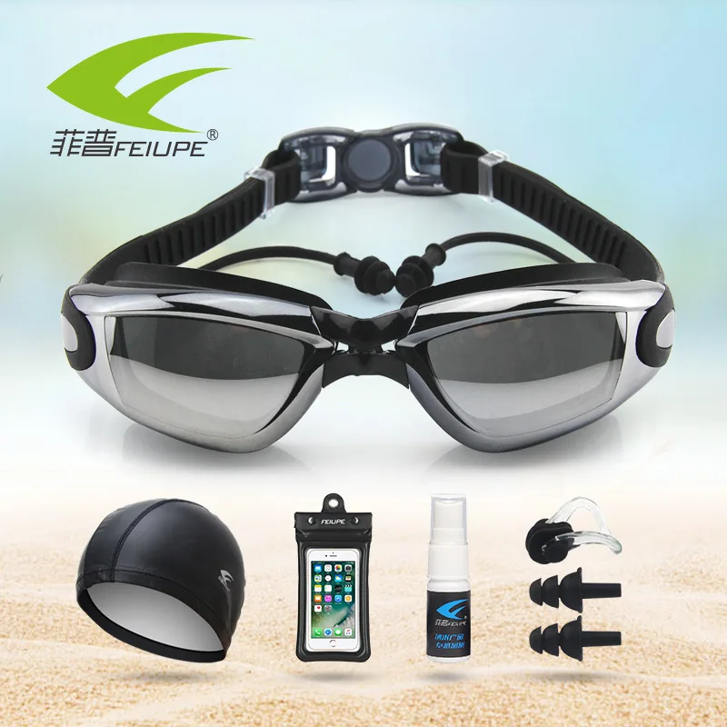 Goggles Women's Waterproof Swimming Glasses Myopia High-definition Men's Big Box Anti-fog Swimming Cap Set Earplug One-piece Swi
Goggles Women's Waterproof Swimming Glasses Myopia High-definition Men's Big Box Anti-fog Swimming Cap Set Earplug One-piece Swi