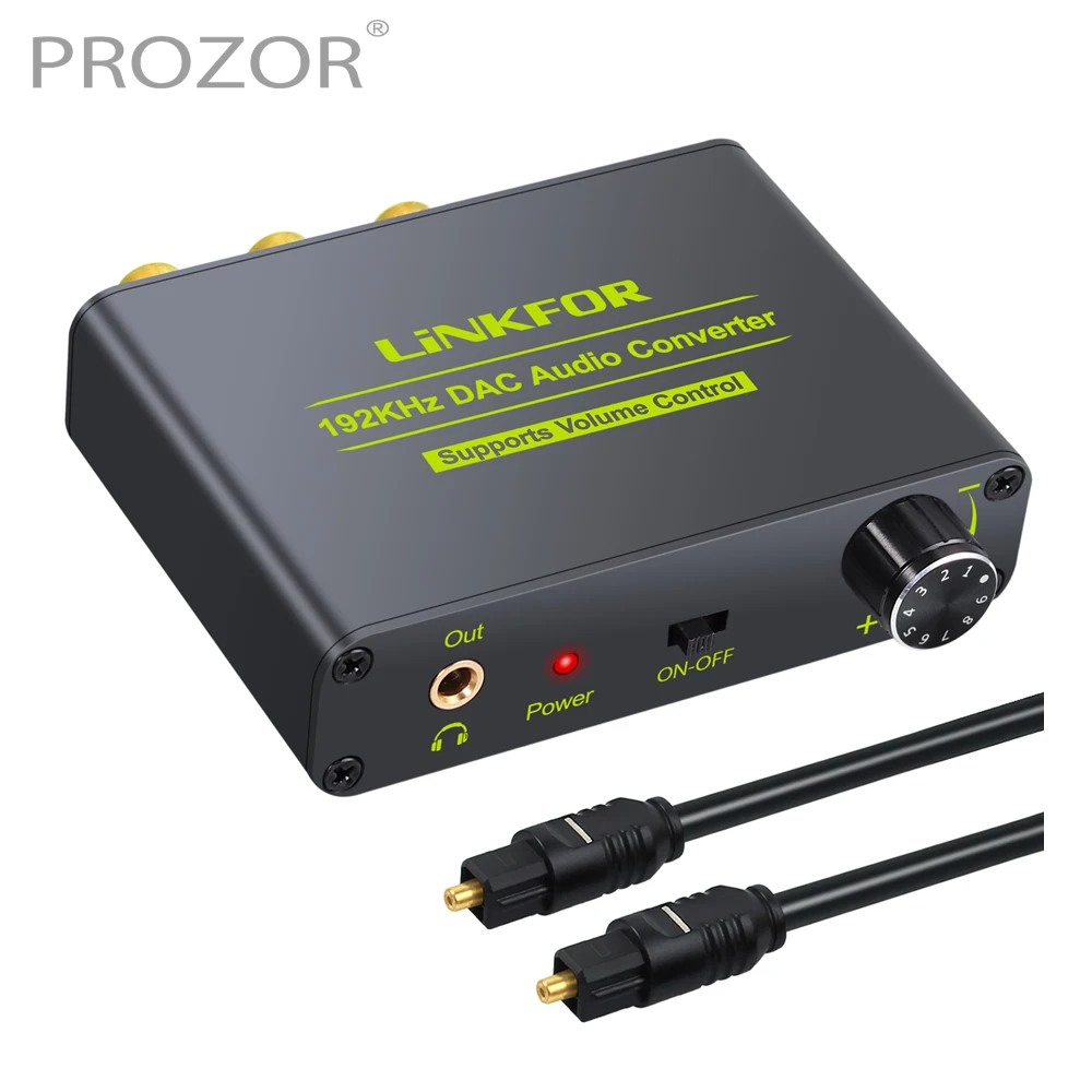 Цифровой аналоговый аудио преобразователь PROZOR 192kHz DAC коаксиальный Toslink к