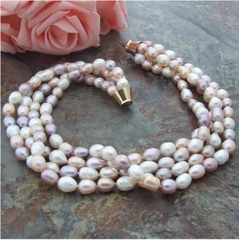 8-9mm multi color rice freshwater Pearl 4strds Necklace
8-9mm multi color rice freshwater Pearl 4strds Necklace