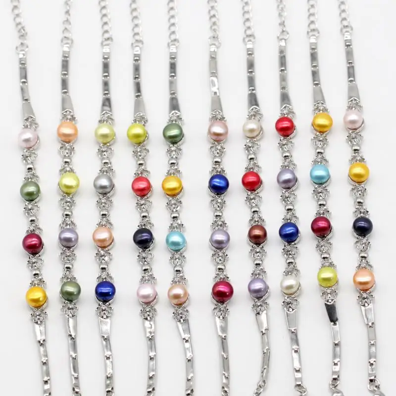 Wholesale Rainbow Colored Pearl Bracelets Quality Stainless Steel Charm Bracelets Button Pearl Jewelry Party Gift PB006
Wholesale Rainbow Colored Pearl Bracelets Quality Stainless Steel Charm Bracelets Button Pearl Jewelry Party Gift PB006