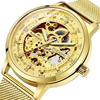 Luxury Gold Men's Automatic Mechanical Watch Hollow High Precision Dial Waterproof Leather Strap
Luxury Gold Men's Automatic Mechanical Watch Hollow High Precision Dial Waterproof Leather Strap