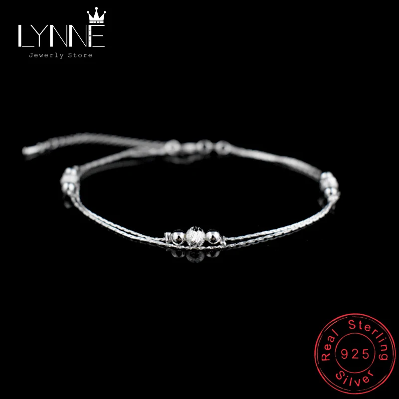 

Hot Double Layers Ball Pendant Anklet 925 Sterling Silver Ladies Frosted Beads Anklets Bracelet Women Foot Chain Jewelry Gift