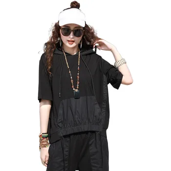 Women Free Size Patches Loose Tops And Pullovers Female Elastic Edge With Hats Hooded Fashion Tees Short Sleeves T Shirt Z2
Women Free Size Patches Loose Tops And Pullovers Female Elastic Edge With Hats Hooded Fashion Tees Short Sleeves T Shirt Z2