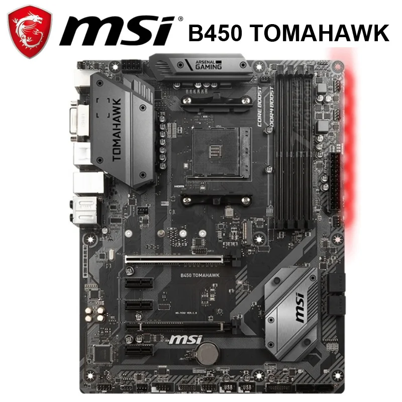 MSI B450 TOMAHAWK системная плата AMD DDR4 AM4 оригинальная настольная Материнская Socket PCI-E 3 0