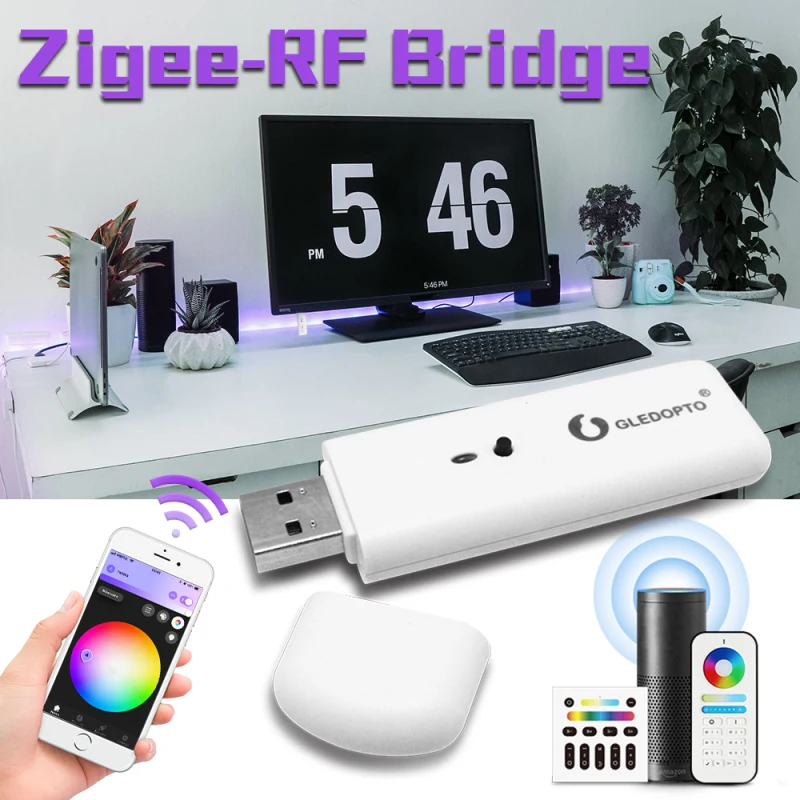 Gledopto Smart Zigbee-RF Bridge Convert RF Signals into Zigbee Signals Work with Zigbee Gateway Phone App Control Voice Control
Gledopto Smart Zigbee-RF Bridge Convert RF Signals into Zigbee Signals Work with Zigbee Gateway Phone App Control Voice Control