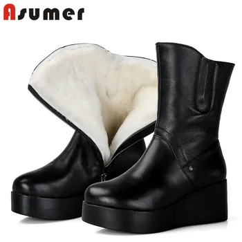 Asumer 2021 hot sale genuine leather wool snow boots women wedges shoes comfortable winter ankle boots women big size 41
Asumer 2021 hot sale genuine leather wool snow boots women wedges shoes comfortable winter ankle boots women big size 41