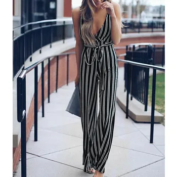 Summer Stripe Jumpsuits Women Sexy Sleeveless Jumpsuit Romper Wide Leg Pant Trousers Femme Off Shoulde Office Overalls For Women
Summer Stripe Jumpsuits Women Sexy Sleeveless Jumpsuit Romper Wide Leg Pant Trousers Femme Off Shoulde Office Overalls For Women