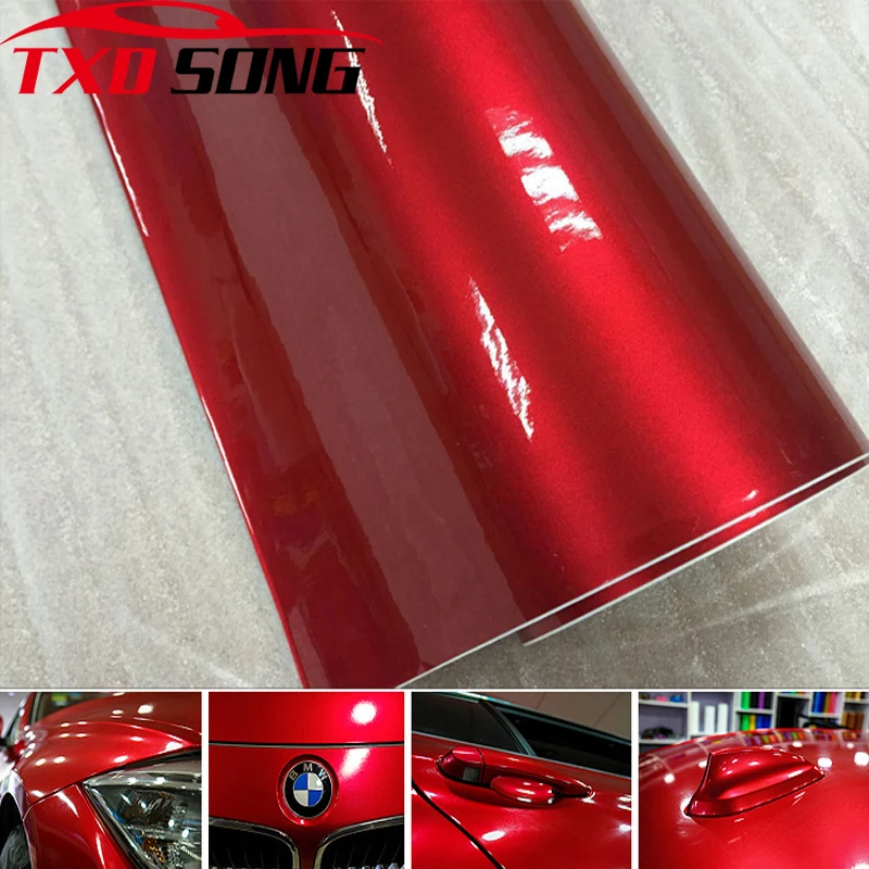 Красный глянцевый металлический блестящий виниловый автомобильный стикер