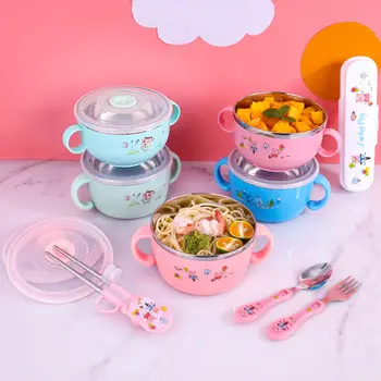 Children's Tableware Cute Bowl Spoon Set Child Eating Bowl Complementary Food Bowl Baby Stainless Steel Tableware Anti-fall
Children's Tableware Cute Bowl Spoon Set Child Eating Bowl Complementary Food Bowl Baby Stainless Steel Tableware Anti-fall