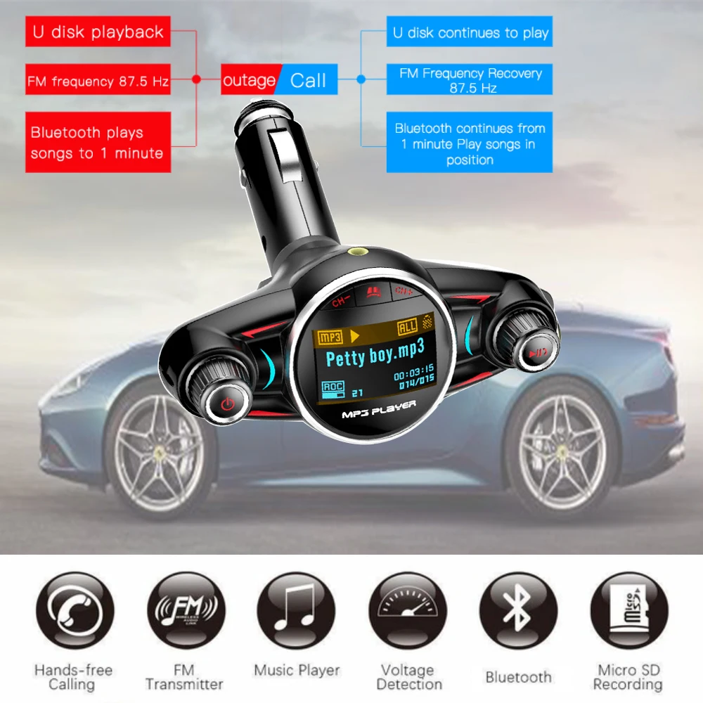 FM Transmitter Bluetooth Car/Fm Modulator 180 Rotation 1.3'LCD Display AUX USB Car Charger Kit Handsfree Calling Quick Charge
FM Transmitter Bluetooth Car/Fm Modulator 180 Rotation 1.3'LCD Display AUX USB Car Charger Kit Handsfree Calling Quick Charge