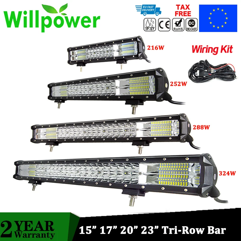 Willpower 15" 17" 20" 23" LED Light Bar Offroad Led Bar Tri-Row Combo Beam Led Work Light Bar for Truck SUV ATV 4x4 4WD 12V 24V
Willpower 15" 17" 20" 23" LED Light Bar Offroad Led Bar Tri-Row Combo Beam Led Work Light Bar for Truck SUV ATV 4x4 4WD 12V 24V