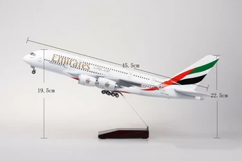 

Emirates Airplane 1/160 LED Lamp Plane Model A380 Mini Passenger Aircraft Toys 47cm Long Diecast Aircraft Toys