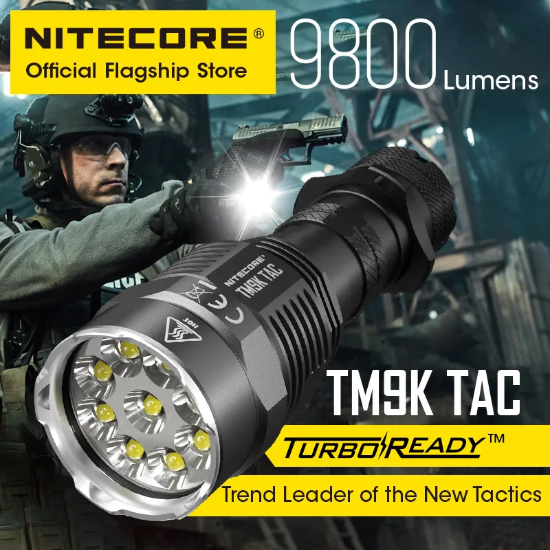Тактический фонарик NITECORE TM9K TAC 2021 люмен перезаряжаемый от USB мощный светодиодный