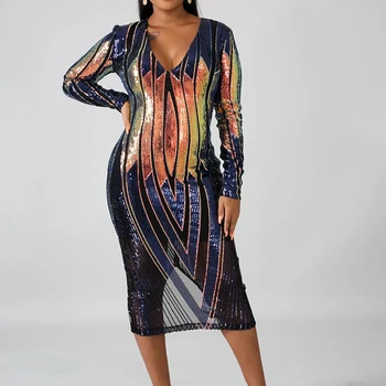 Geometric Beaded Bodycon Midi Dress Plus Size Casual Long Sleeve Winter Dresses Women Deep V Club Sexy Mesh Sequined Long Dress
Geometric Beaded Bodycon Midi Dress Plus Size Casual Long Sleeve Winter Dresses Women Deep V Club Sexy Mesh Sequined Long Dress