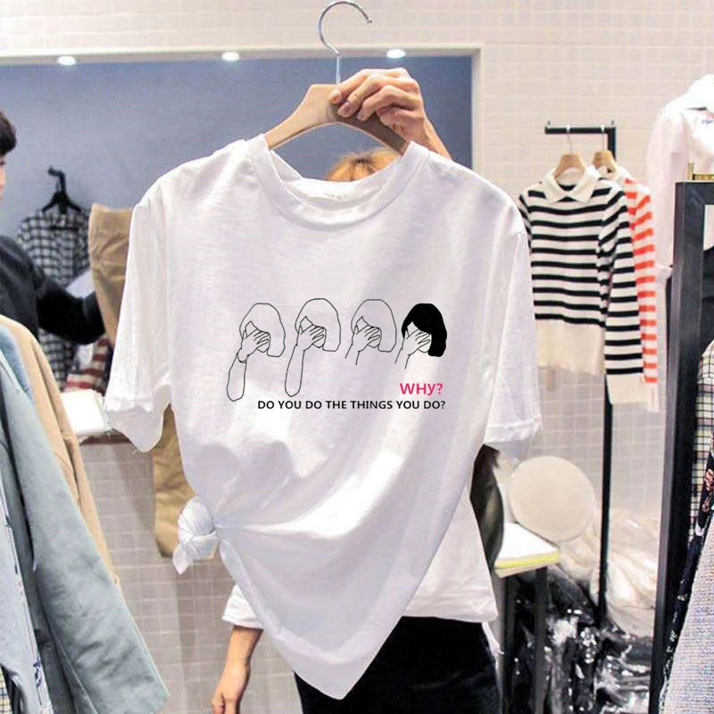 DO YOU DO THE THINGS YOU DOWHY Funny Cartoon Print Women t shirt Summer Casual Short Sleeve t-shirt 5 Colors Basic Tops
DO YOU DO THE THINGS YOU DOWHY Funny Cartoon Print Women t shirt Summer Casual Short Sleeve t-shirt 5 Colors Basic Tops