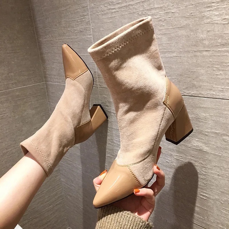 2019 Autumn Winter New Knitting Stretch Boots Sock Boots Hot Sales Ankle Short Boots Pointed Toe Low Thick Heeled Slip On Botas
2019 Autumn Winter New Knitting Stretch Boots Sock Boots Hot Sales Ankle Short Boots Pointed Toe Low Thick Heeled Slip On Botas