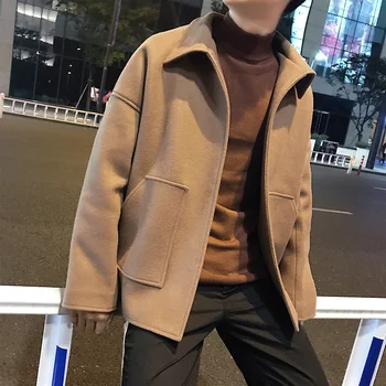 Men Wool Blends Coat Big Pockets Solid Casual Woolen Mens Jacket H02 
Men Wool Blends Coat Big Pockets Solid Casual Woolen Mens Jacket H02